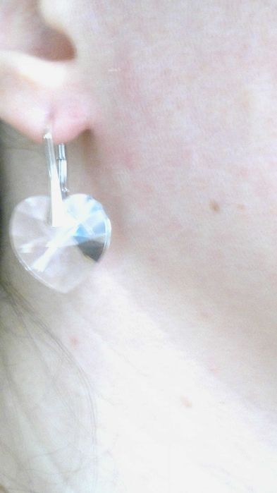 Kolczyki serce zawieszka próba 925 srebro naszyjnik kryształy Swarovsk