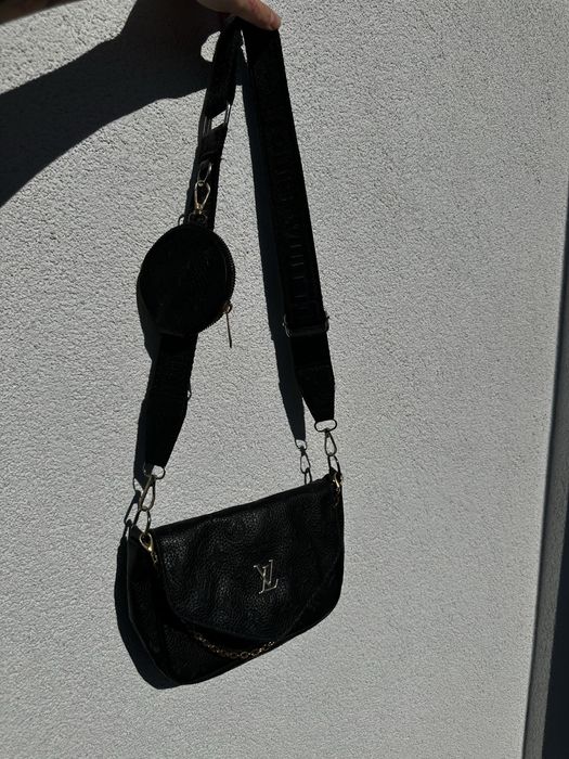Черная сумка через плечо с кошельком (LV style)
