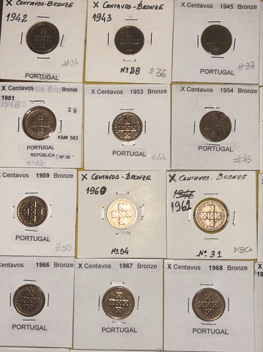 10 centavos - 34 moedas diferentes