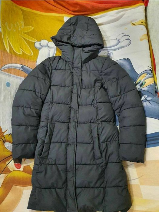 Довгий пуховик H&M чорний XS, стан новий, жіночий