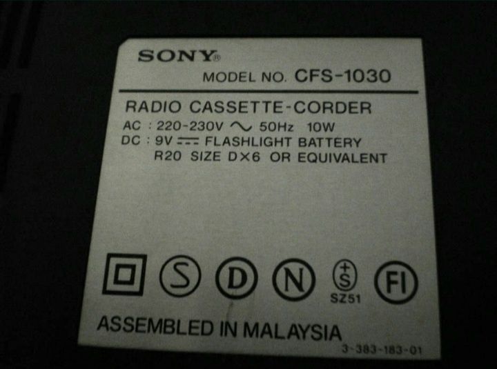 Rádio cassette corder Sony