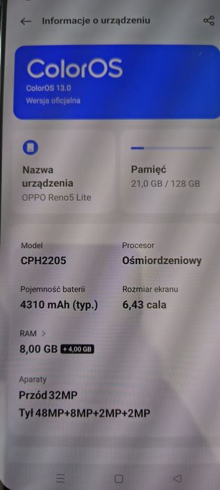 smartfon oppo reno 5 lite
