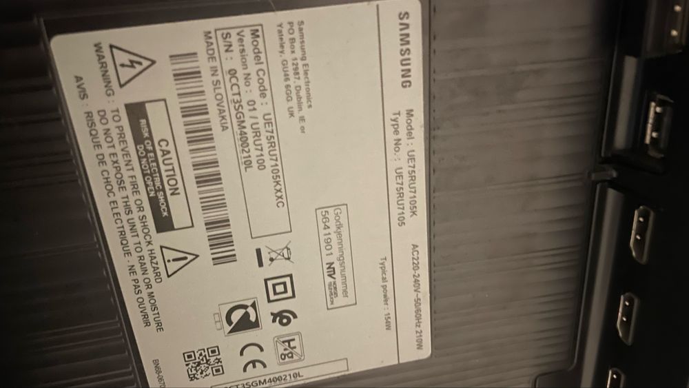 TV Samsung 75 p peças