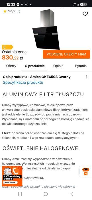 Amica OKE659S Czarny