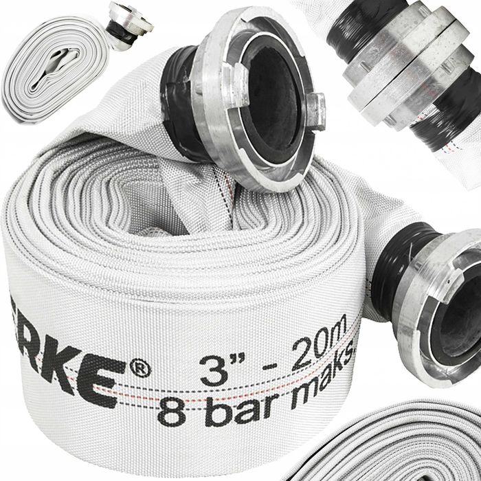 WĄŻ STRAŻACKI PARCIANY DO Wody Brudnej Szamba 3" Cale 20M Ze Złączkami