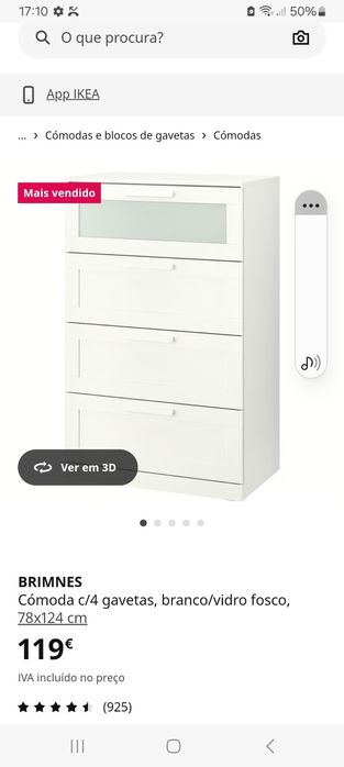 Comoda brimnes ikea 4 gavestas medias 124×46×78cm. valor fixo