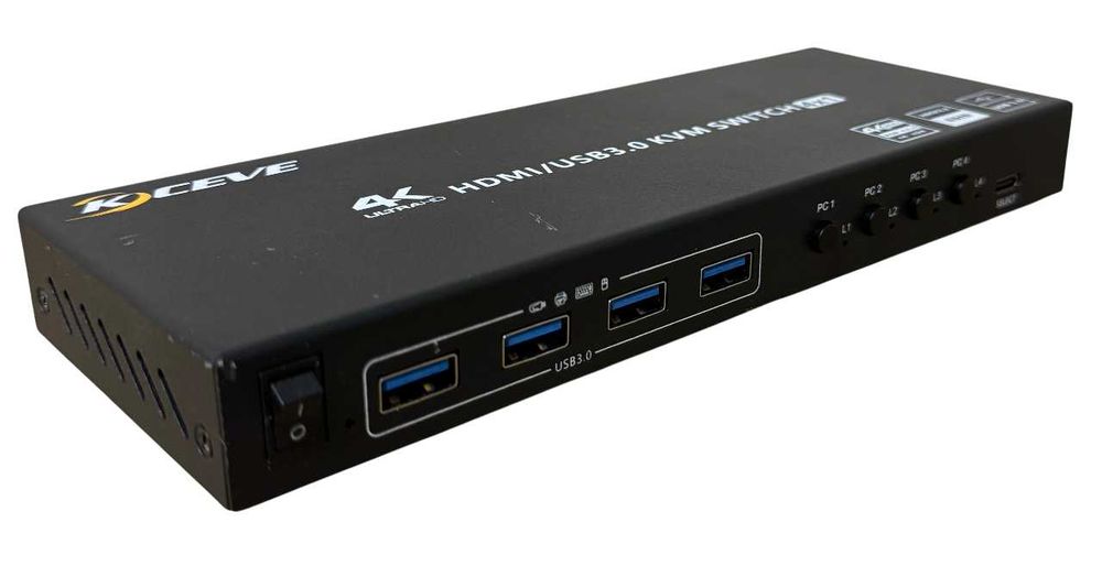Przelącznik KVM USB 3.0 Obsluga portów HDMI 4x 4K przy 60 Hz, EDID