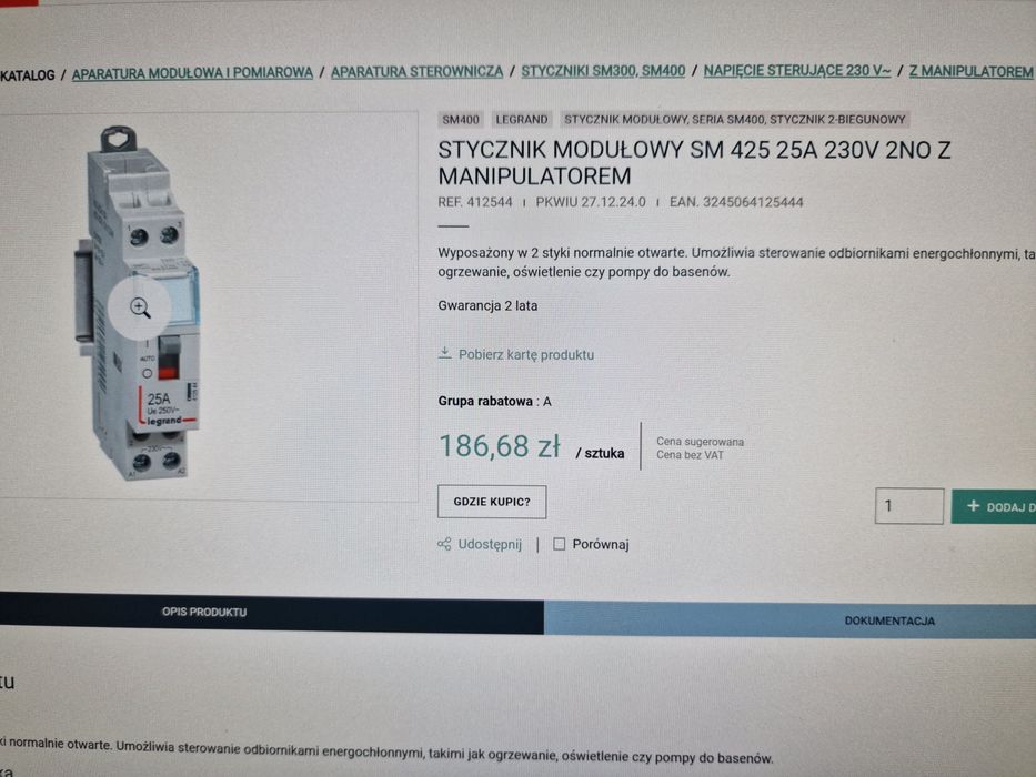 Styczników modułowy na szynę din