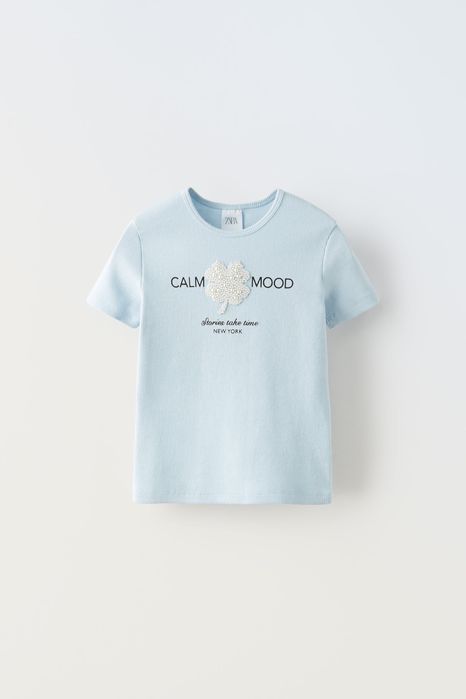 Футболка  з перлинами Zara, 6-7 років, 120 см
