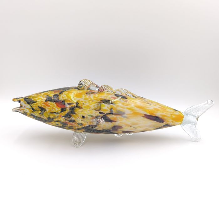 Szklana Kolorowa Ryba 44 cmPRL Figurka