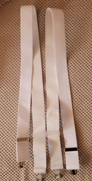 Białe Szelki do spodni