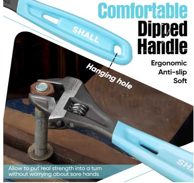 SHALL Klucz Nastawny 3sztuk CRV Stali Nierdzewnej 10/8/6cala