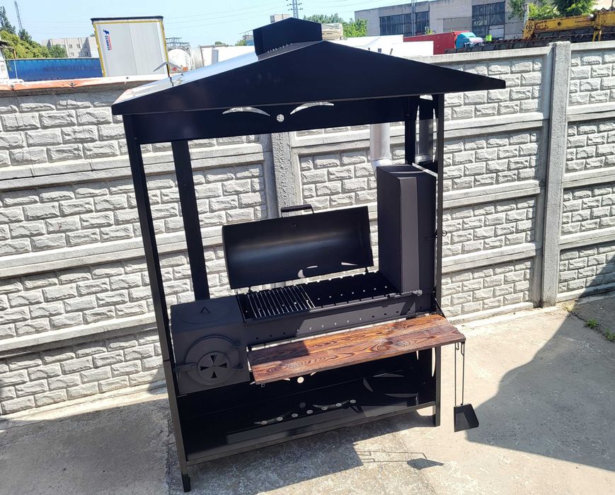 • НАДПОТУЖНИЙ! 4мм! Мангал 4в1 з Коптильнею та Пічкою під Казан,Кришою