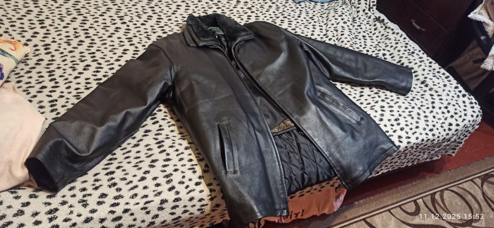 Мужская зимняя кожаная куртка