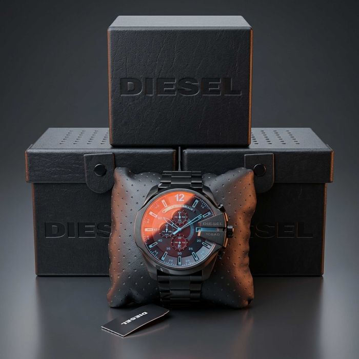 Zegarek Męski Diesel DZ4318 Mega Chief Czarny Nowy Oryginał | Szkło Iridescent | Chronograf | 10 Bar | Gwarancja | Faktura VAT 23% | Box | Real Photo