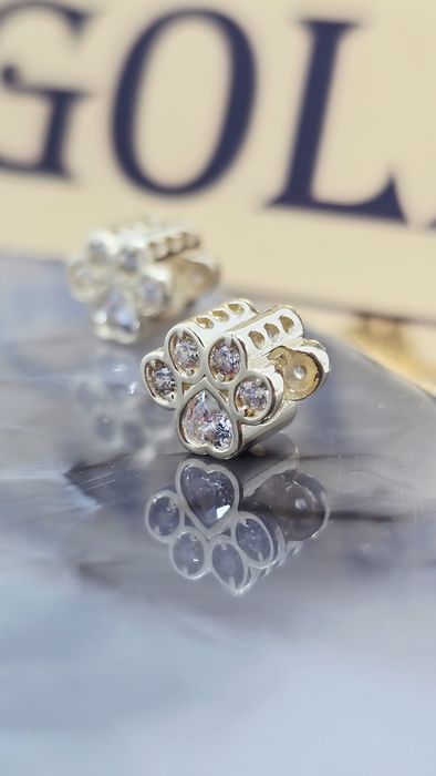 Złoty charms łapka psia kocia próba 585 14k