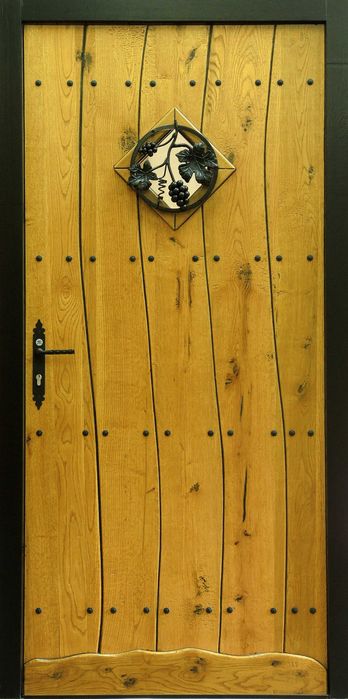 Drzwi DŁUGOSZ drewniane zewnętrzne wejściowe góralskie dębowe GOTOWE