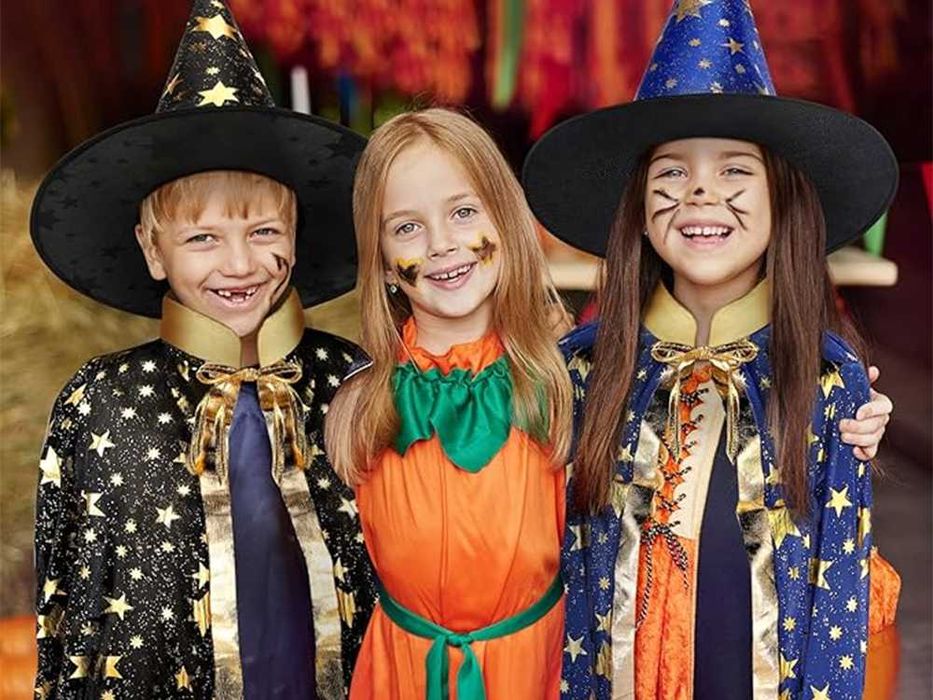 Strój przebranie kostium czarodziej czarodzieja halloween peleryna L