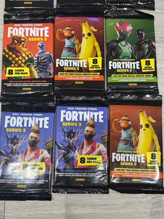 Запечатані бустери Panini Fortnite Trading Cards Series 2 / Series 3 (9 паків)