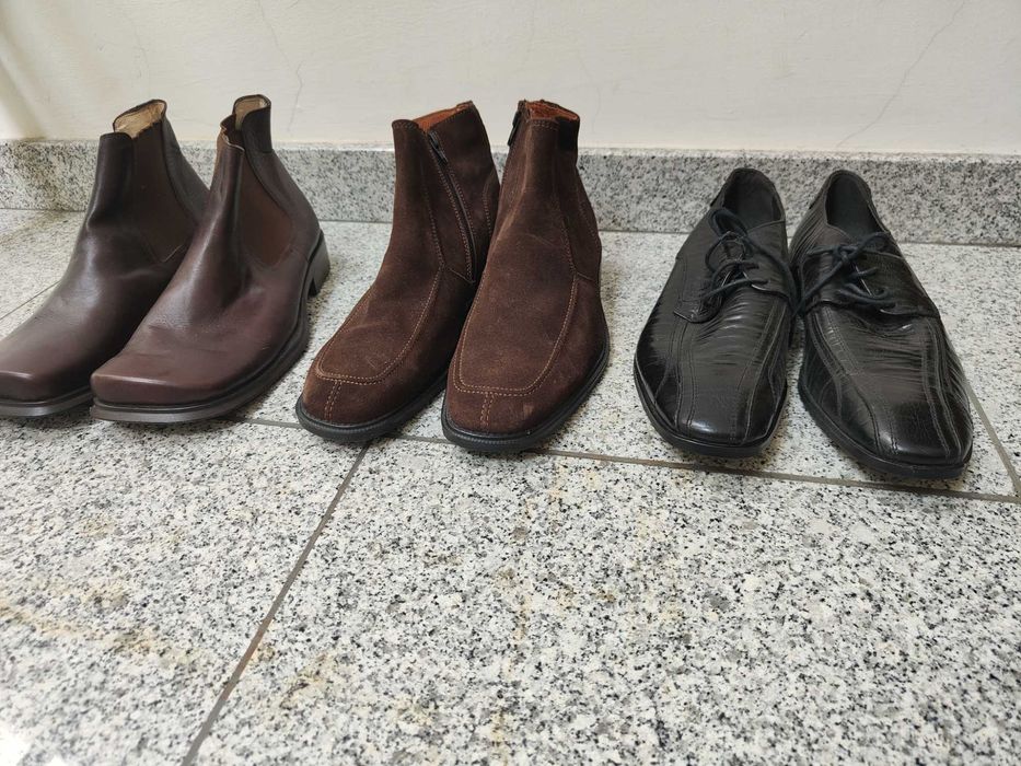 3 pares de calçado em pele tam. 44 para homem