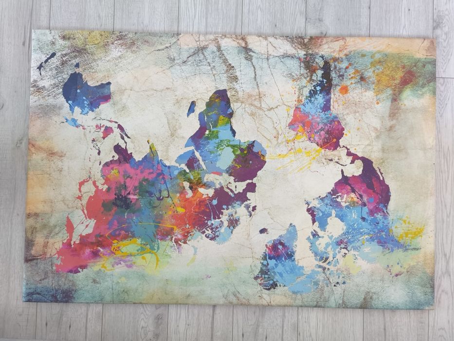 Duży obraz mapa świata kolorowy obraz nowoczesny 120x60 cm abstrakcja