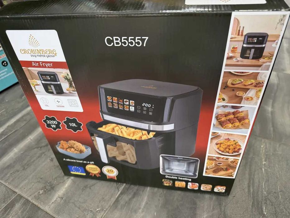 Аэрогриль 2 тена мультипечь аэрофритюрница объем чаши 10л 3200Вт Crownberg CB‑5557, аерогриль, аерофритюрниця, мультипічь есть опт