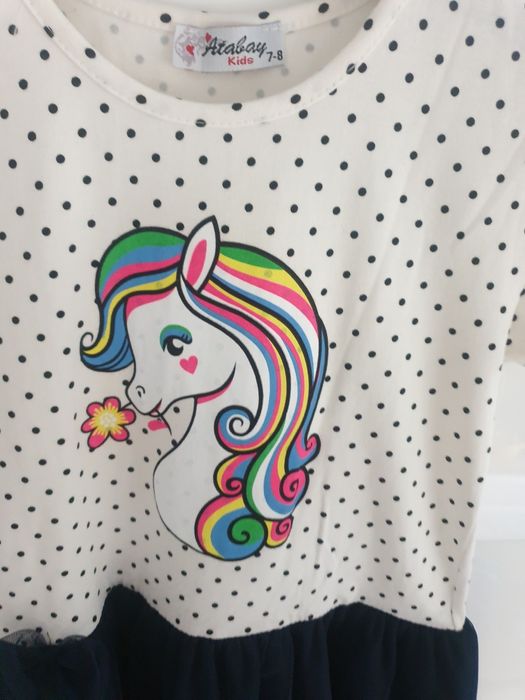 128 7-8 lat nowa sukieneczka z tiulem konik