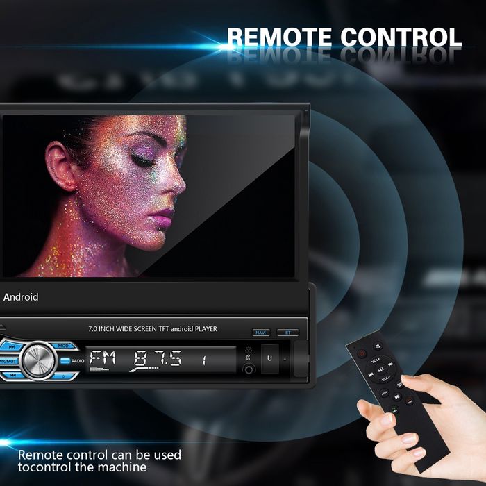 Rádio android 13 2/32GB 1din 7 polegadas retrátil GPS WiFi USB Novo