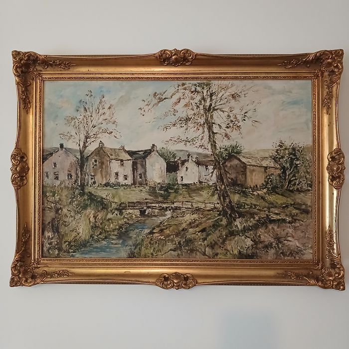 Pintura a Óleo  sobre placa - Moldura Feita na Checoslováquia  Vintage