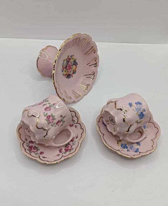 Różowa porcelana Chodov  filiżanki duo mini