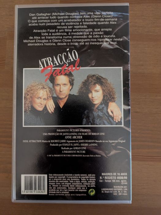 VHS " Atração Fatal " 1987 (Optimo Estado)