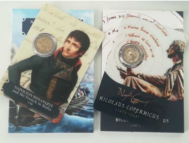 Malta 2023 -2 Moedas 2€ Coincard Copernicus e Napoleão