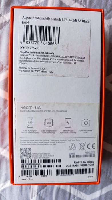 Smartphone Xiaomi Redmi 6A 2 GB/16GB