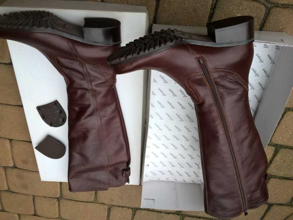 NOWE Buty-Kozaki damskie OFICERKI37 Natural skóra100% BRĄZ I-Klasa Gw6