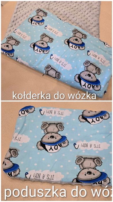 Wyprawka do łóżeczka, wózka niebieska. Duży zestaw. Minky. It's a boy.