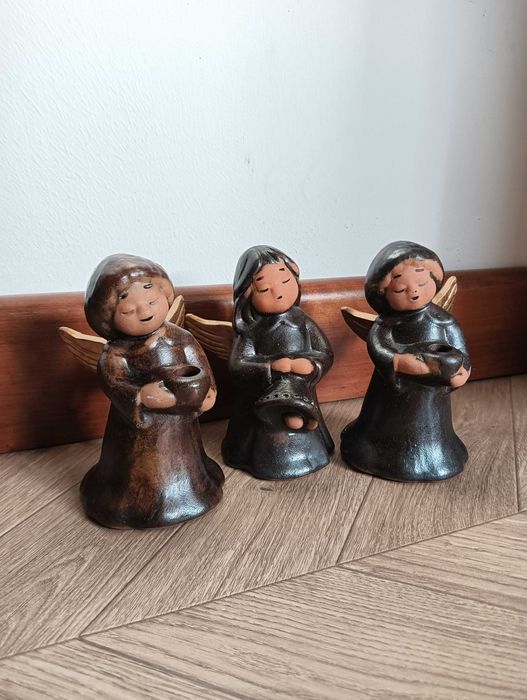 Figurka ceramiczna aniołek zestaw 3szt aniołki