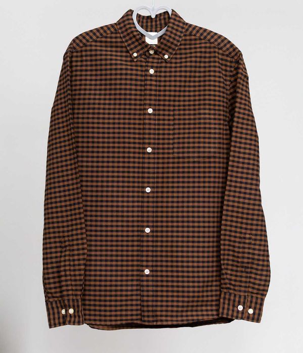 Koszula męska regular fit brązowa krata H&M bawełna casual preppy S