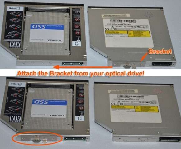 Adaptador caddy para discos no lugar do CD/DVD
