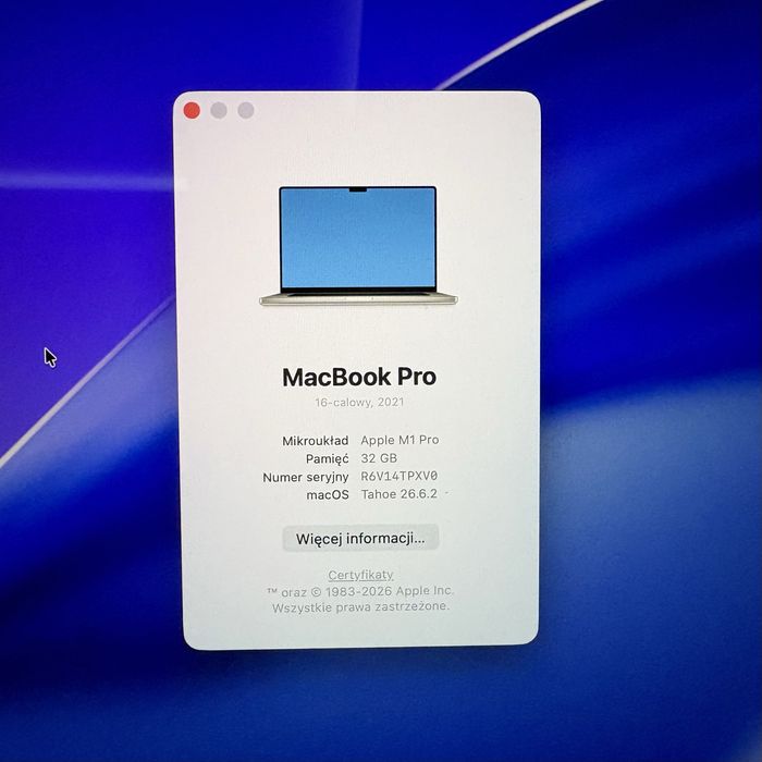 Apple Macbook Pro 16 M1 Pro, 32 GB DDR5, 512GB SSD, A2485