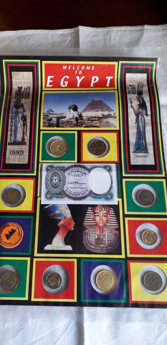 Folder com Moedas e Nota do Egipto