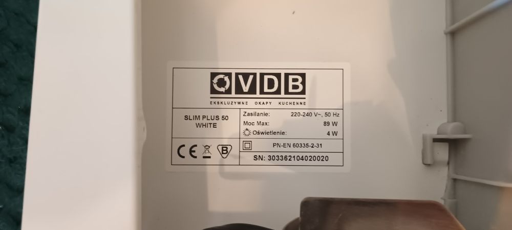 Pochłaniacz VDB super slim 60 biały