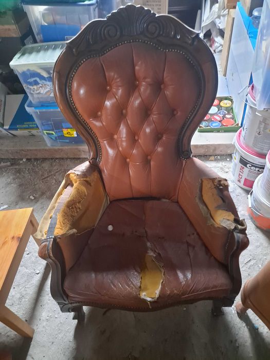 Fotel Ludwik skórzany Antyk