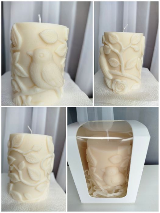 Соєва свічка з пташкою