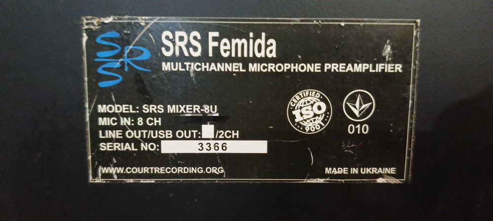 SRS Femida Audio Interface 8U/8x8USB”