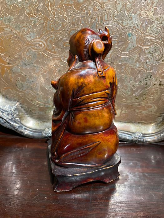 Buda Divindade Madeira exótica China séc XIX 18,8 cm