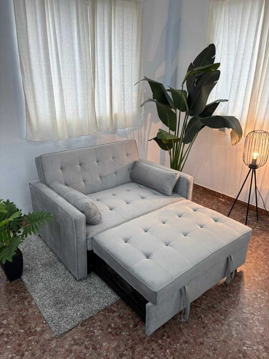 oferta sofa cama cinza novo envio gratis