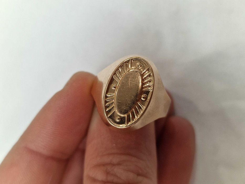 Złoty sygnet męski/ Radzieckie 583/ 7.18 gram/ R25/ Lite złoto