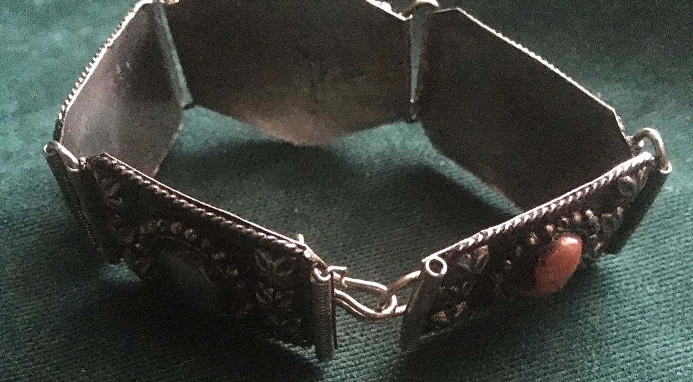 Vintage: bransoleta z kamieniami z okreu PRL, filigran