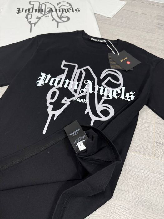 Футболка Palm Angels чорна/біла з принтом (стильна streetwear) Футболка Palm Angels чорна | Чоловіча/Жіноча |Футболка Пальм