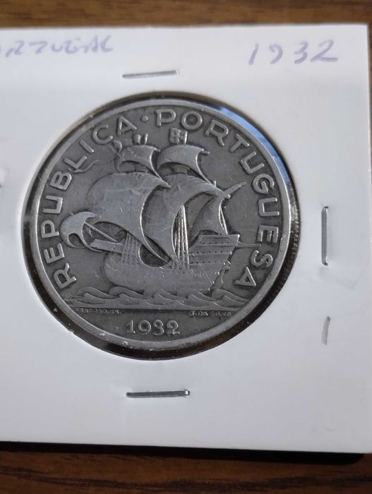 Moeda de 10 escudos de 1932, em prata.